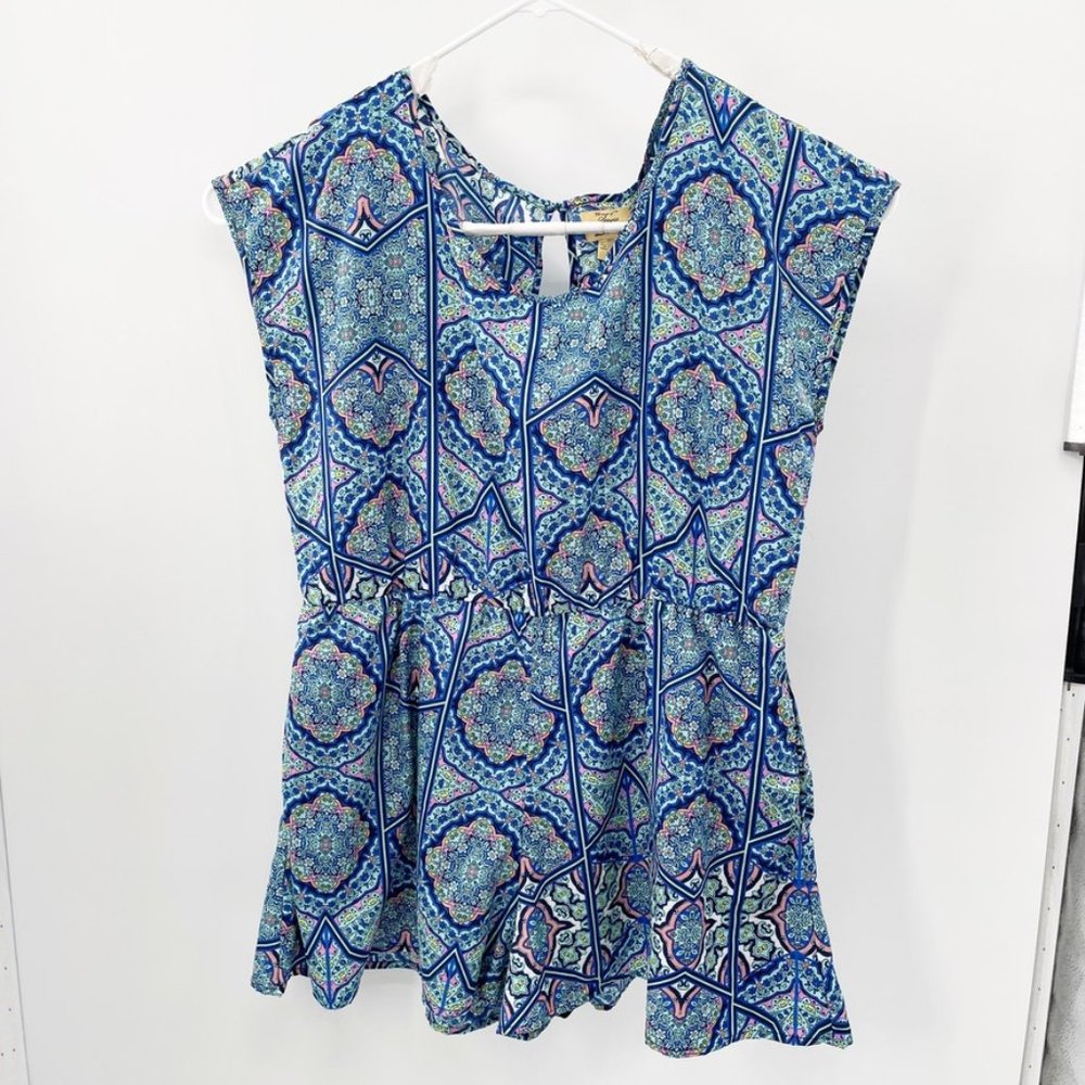 Stevie & Lindsay Blue Patterned Built-In shorts Romper  Plus Size 3X  NEW